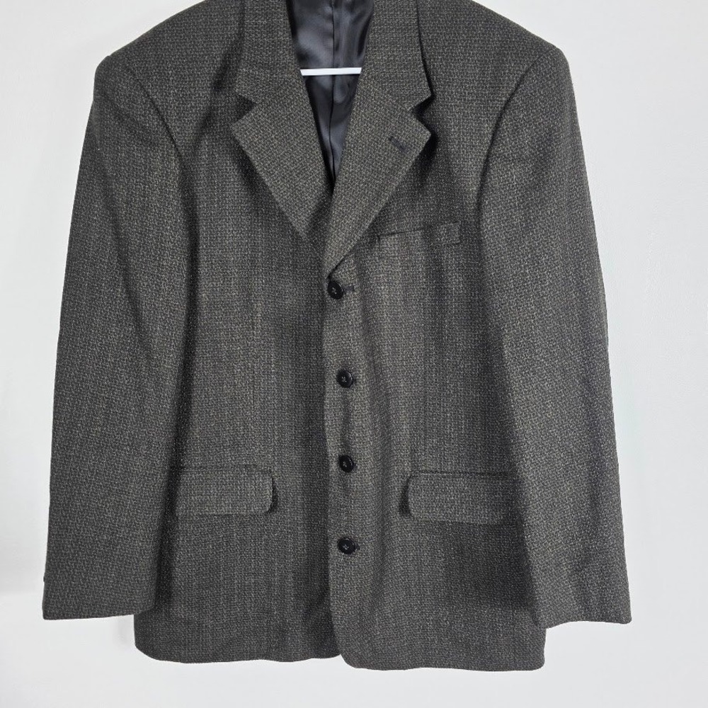Biltmore Gorgio  Wool Blazer 42 R Jacket‎ Sport Coat Dark Gray Pattern